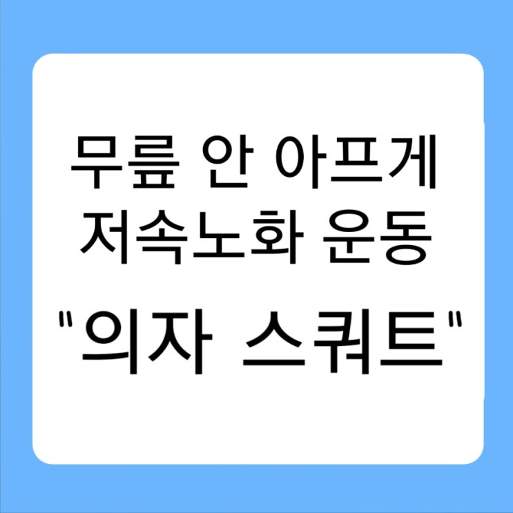  무릎 안 아프게, 저속노화 운동 의자 스쿼트