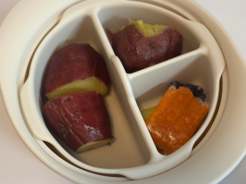 키즈마일 퍼기 이중스팀 촉촉찜기로 아기 오트밀고구마포리지 만들기
