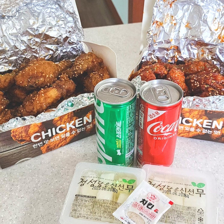  괴산 맛집 소수통닭에서 양념치킨과 간장치킨 포장 후기