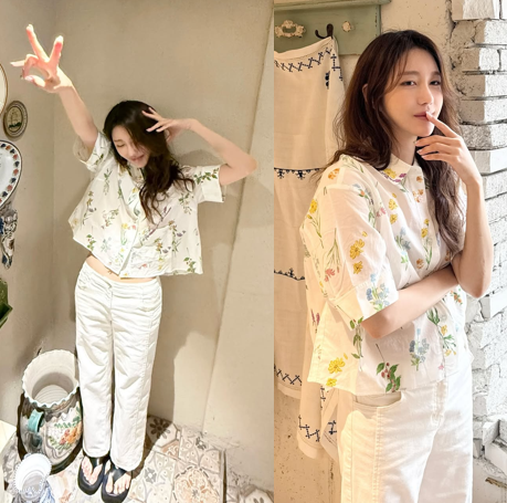  40대 여성 여름 패션에서 센스 있는 데일리룩 완성을 도울 올리비아로렌 여자 블라우스 코디 추천 w. 이지아