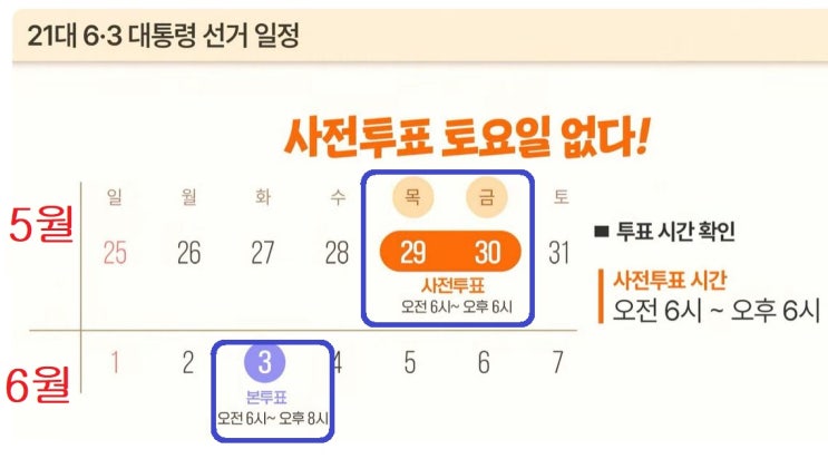 <b>6·3</b><b>대선 사전 투표</b> 29~30일(목~금요일)