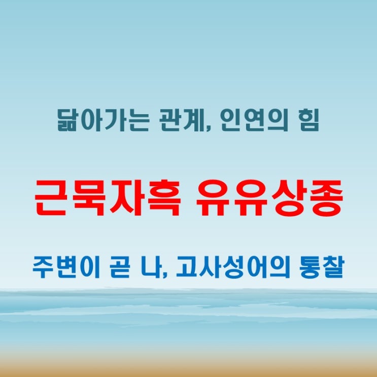  근묵자흑 유유상종 뜻 함께하면 닮아가는 인연의 흐름을 보여주는 표현