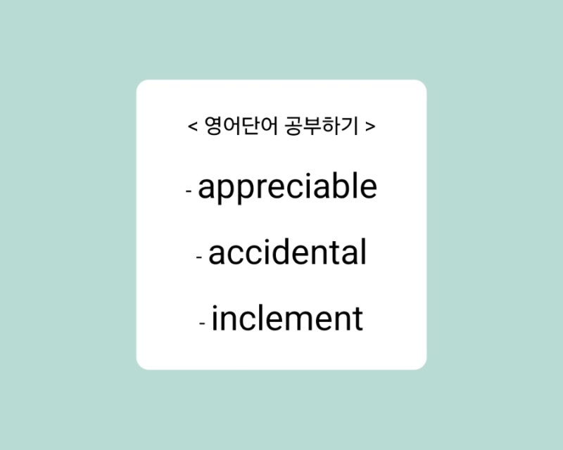 [영어단어] appreciable, accidental, inclement 예문으로 영어공부 : 네이버 블로그