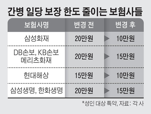 간병인 사용일당 특약, 손해율 악화로 보장 축소 전방위 확산 간병인 사용일당 특약, 손해율 악화로 보장 축소 전방위 확산