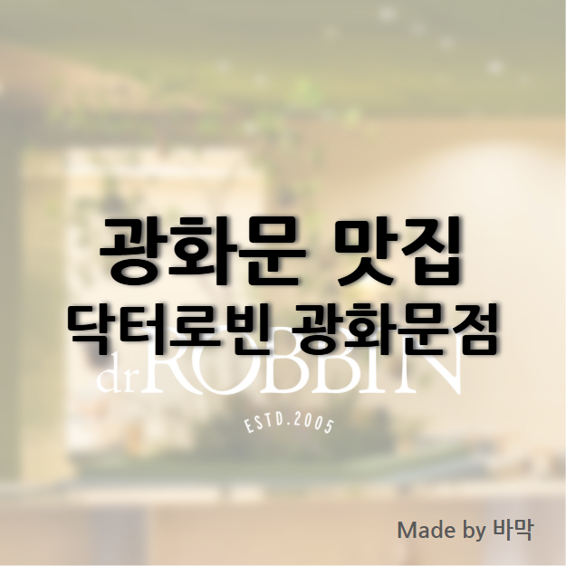  광화문 디타워 맛집 닥터로빈 광화문점