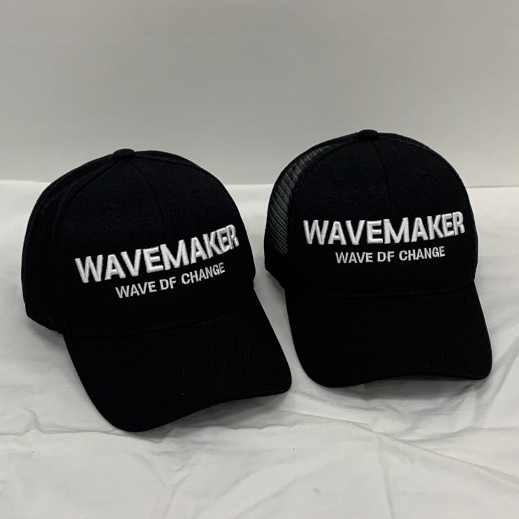  3D 볼륨 자수 + 일반 자수 로고 모자 제작 사례 | WAVEMAKER 브랜드 캡