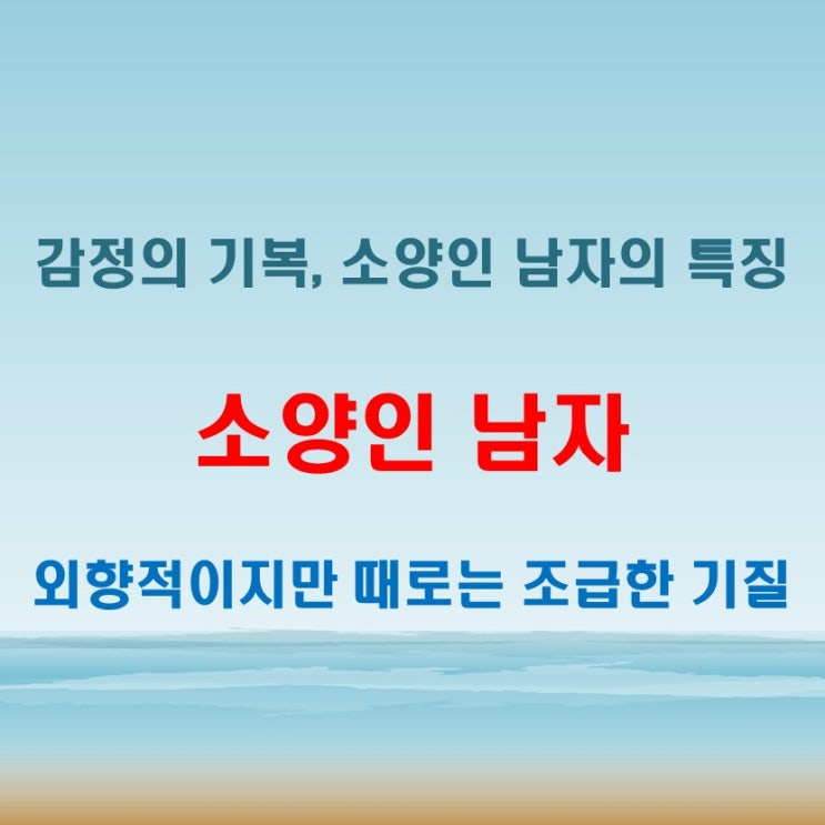  소양인 남자 특징 감정 표현이 풍부하면서도 때로는 급한 면모