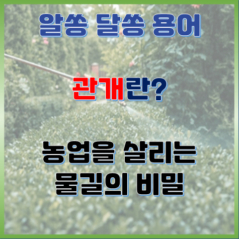 관개의 모든 것, 농업을 살리는 물길의 비밀 관개의 모든 것, 농업을 살리는 물길의 비밀