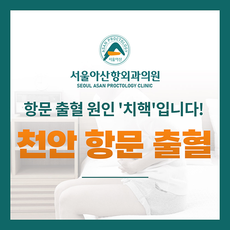천안 항문외과에서 알려드리는, 항문 출혈 원인? '치핵'입니다.