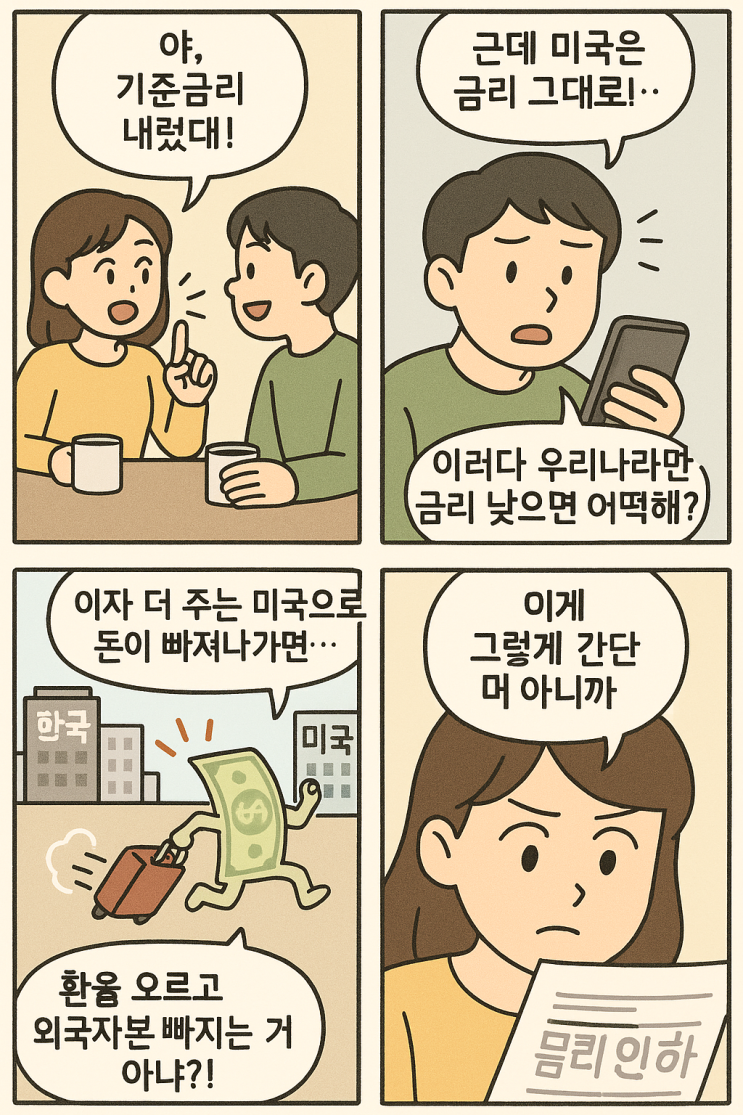  한은 기준금리 인하! 미국과 금리차 벌어지면 생기는 3가지 위기