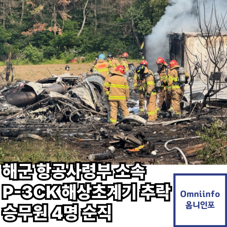 <b>해군</b> 항공사령부 <b>초계기</b> P-3CK 훈련 중 추락... <b>승무원</b> 4명 <b>순직</b>
