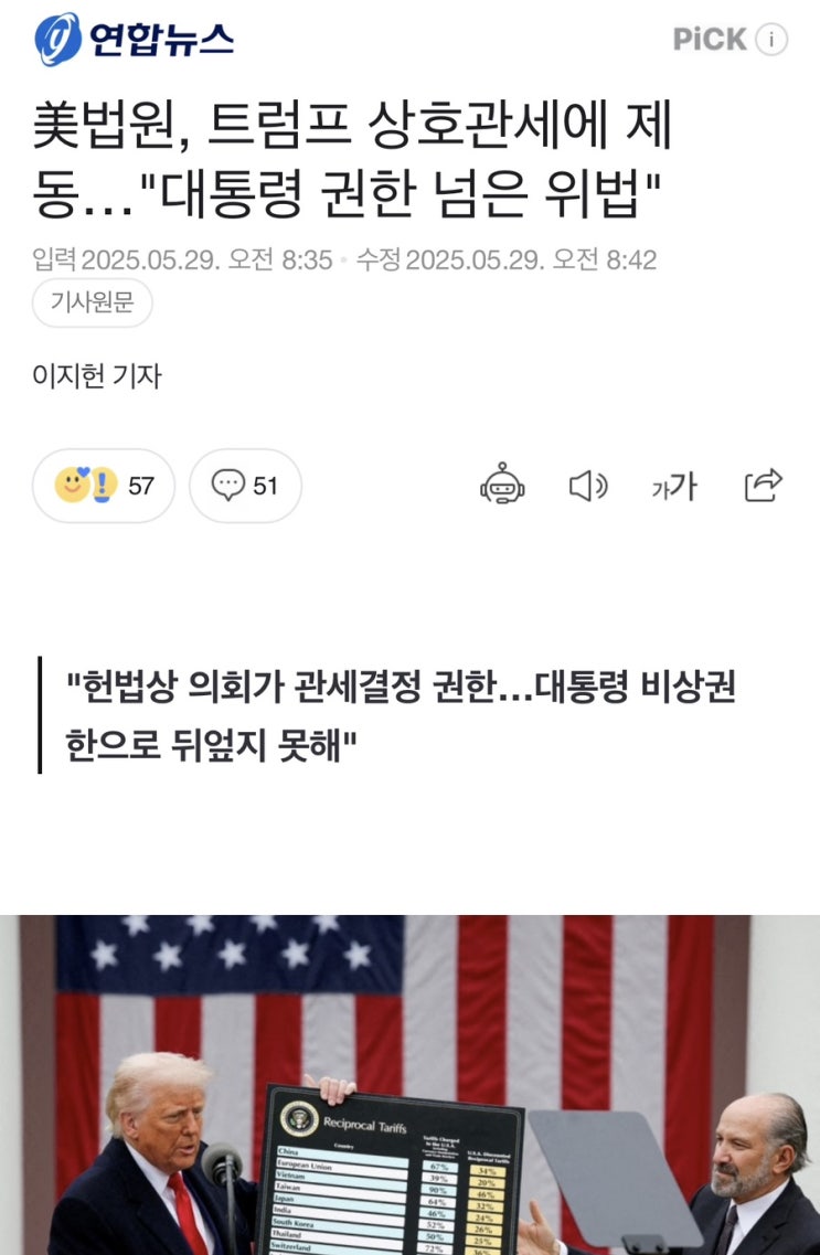 미 연방법원, 트럼프의 <b>관세</b> 정책 <b>위헌</b> 판결