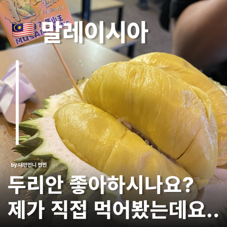 여러분 두리안 좋아하시나요?! 말레이시아 무상킹 두리안 먹어봤는데요..