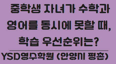   중학생 자녀가 수학과 영어를 동시에 못할 때, 학습 우선순위는? (YSD영수학원 안양시 평촌)