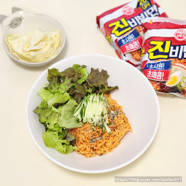 오뚜기 라면 진비빔면 소스 칼로리 맵기 여름요리 오뚜기 라면 진비빔면 소스 칼로리 맵기 여름요리