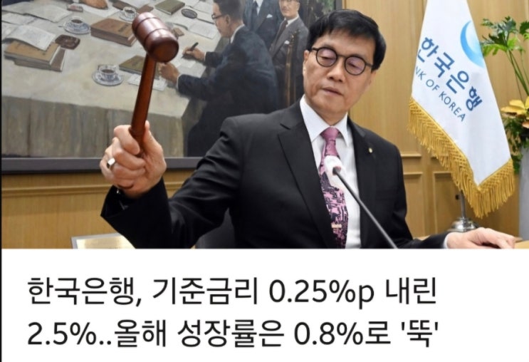 “기준금리 인하, 2.5%로” 성장률은 0.8%로 하향 조정 “기준금리 인하, 2.5%로” 성장률은 0.8%로 하향 조정