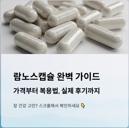  람노스캡슐 가격, 복용법, 부작용, 후기 까지 총정리!