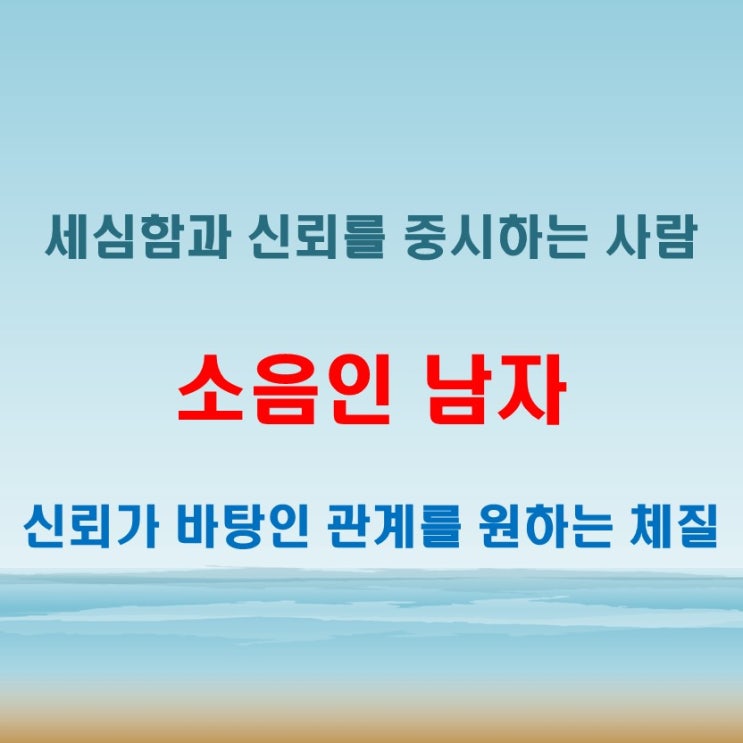  소음인 남자 특징 세심한 주의력과 신뢰를 중요시하는 관계적 성향