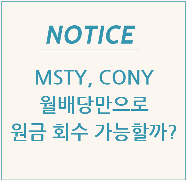  MSTY, CONY로 월배당만으로 원금 회수 가능할까? 실전 투자 가이드