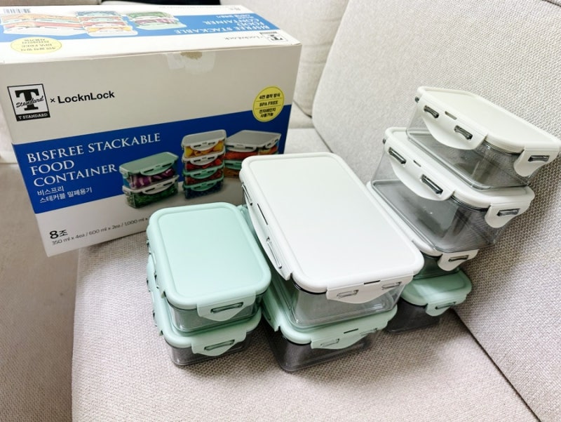 스테커블 비스프리 락앤락 밀폐용기 세트 ! 전자레인지 냉동용 도시락통 반찬통 김치통 장만....