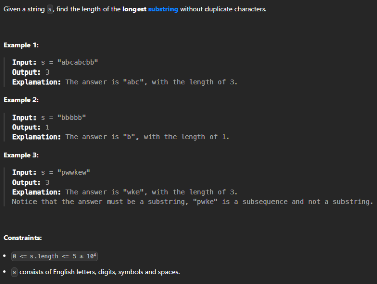  JAVA_LeetCode 3_Longest Substring Without Repeating Characters