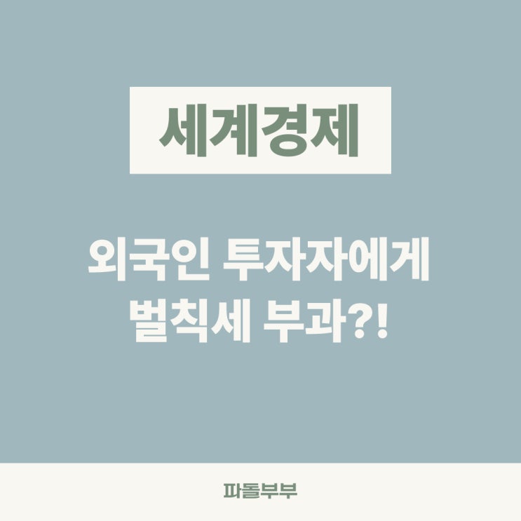  외국인 투자자에게 벌칙세를 ?!