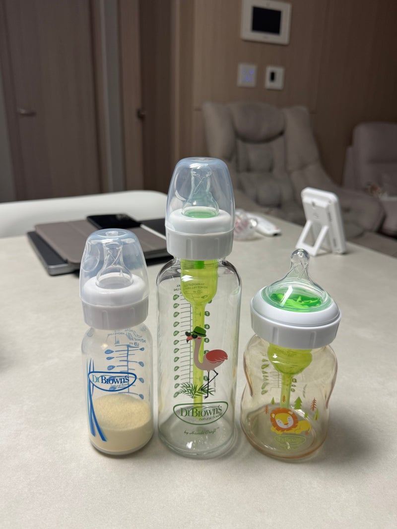 닥터브라운 내로우넥 pp 유리, 와이드넥 후기 입작은 아기 배앓이 방지 젖병