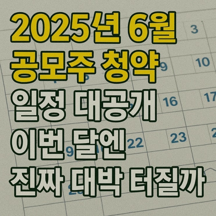  2025년 6월 공모주 청약 일정 대공개! 이번 달엔 진짜 대박 터질까?