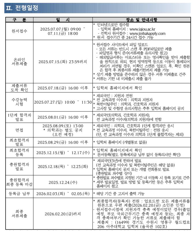  [2026학년도 아주대 모집요강]