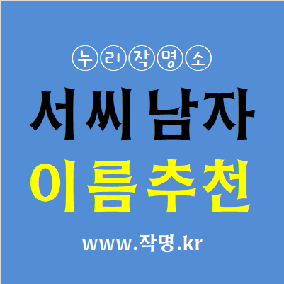  서씨 남자이름 추천 1탄(1000개 이름추천) 예명상담