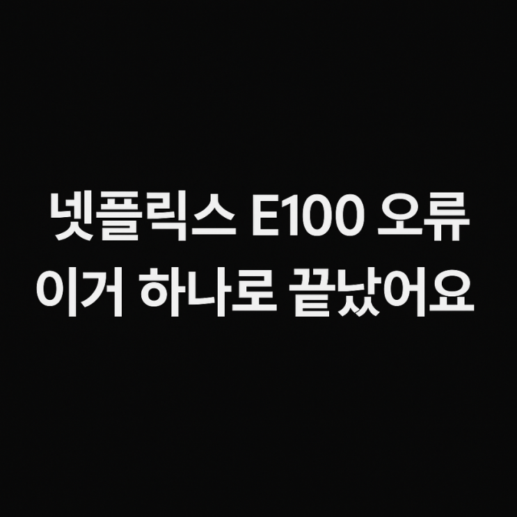  넷플릭스 오류코드 E100(진짜 간단한 해결법 공유)