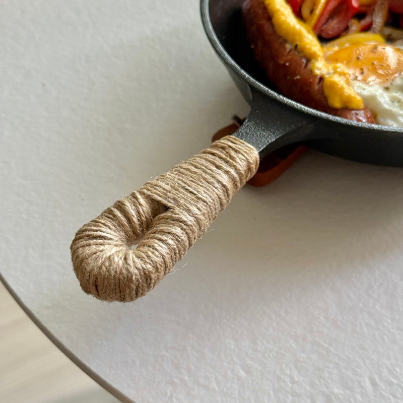 [다이소] 캠핑 주물팬 19cm 후기 #무쇠 후라이팬 #마끈 감는 법