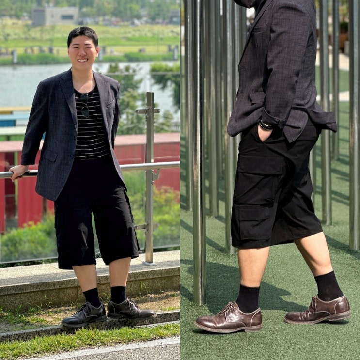  남성 버뮤다팬츠 코디 올어바웃뉴 생활방수 검정 반바지