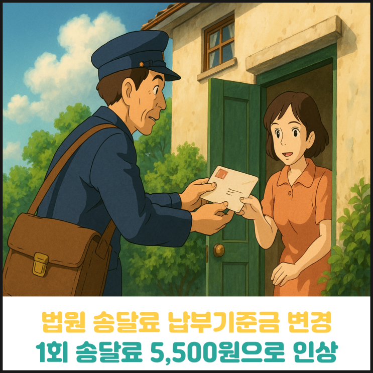 법원 송달료 납부기준금 변경 안내 법원 송달료 납부기준금 변경 안내