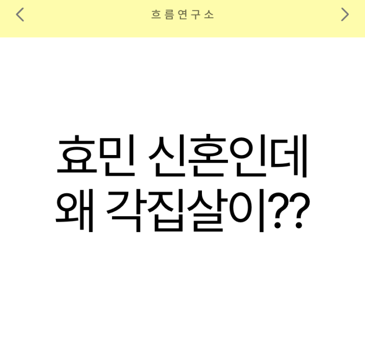 <b>효민</b> 신혼인데 왜 <b>각집살이</b>... 결혼 두 달 차에 드러난 진짜 <b>이유</b>는