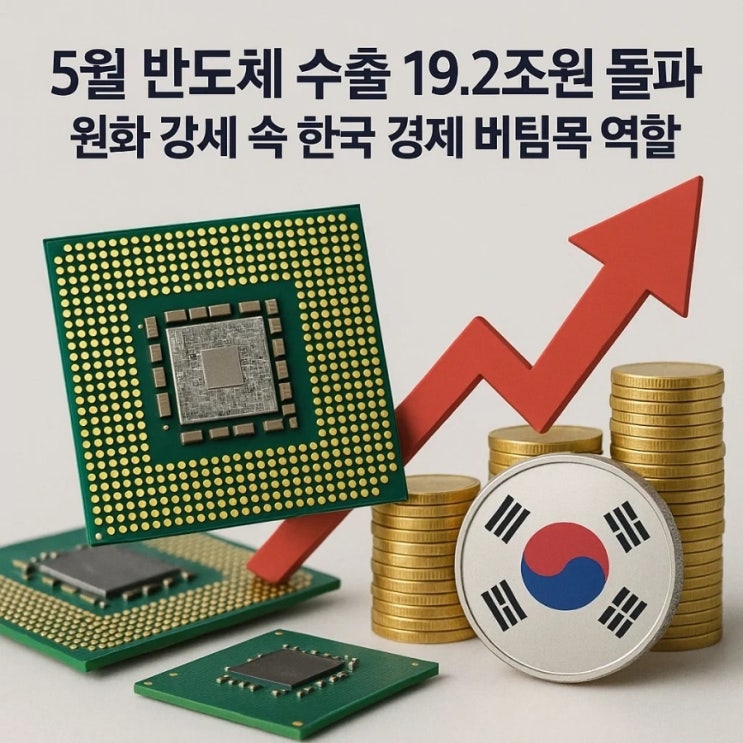  5월 반도체 수출 19.2조원 돌파…원화 강세 속 한국 경제 버팀목 역할