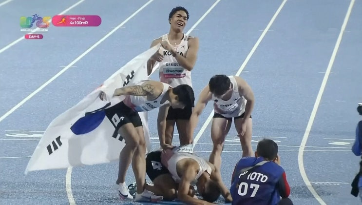 대한민국 <b>남자</b> 400m <b>계주</b>, 아시아 <b>육상</b> 최초 <b>우승</b>하다