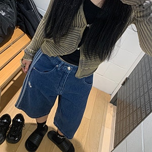 "아디다스 ADIDAS 데님 파이어버드 숏 팬츠 블루/블랙" 여자 반바지 버뮤다 팬츠 추천 내돈내산