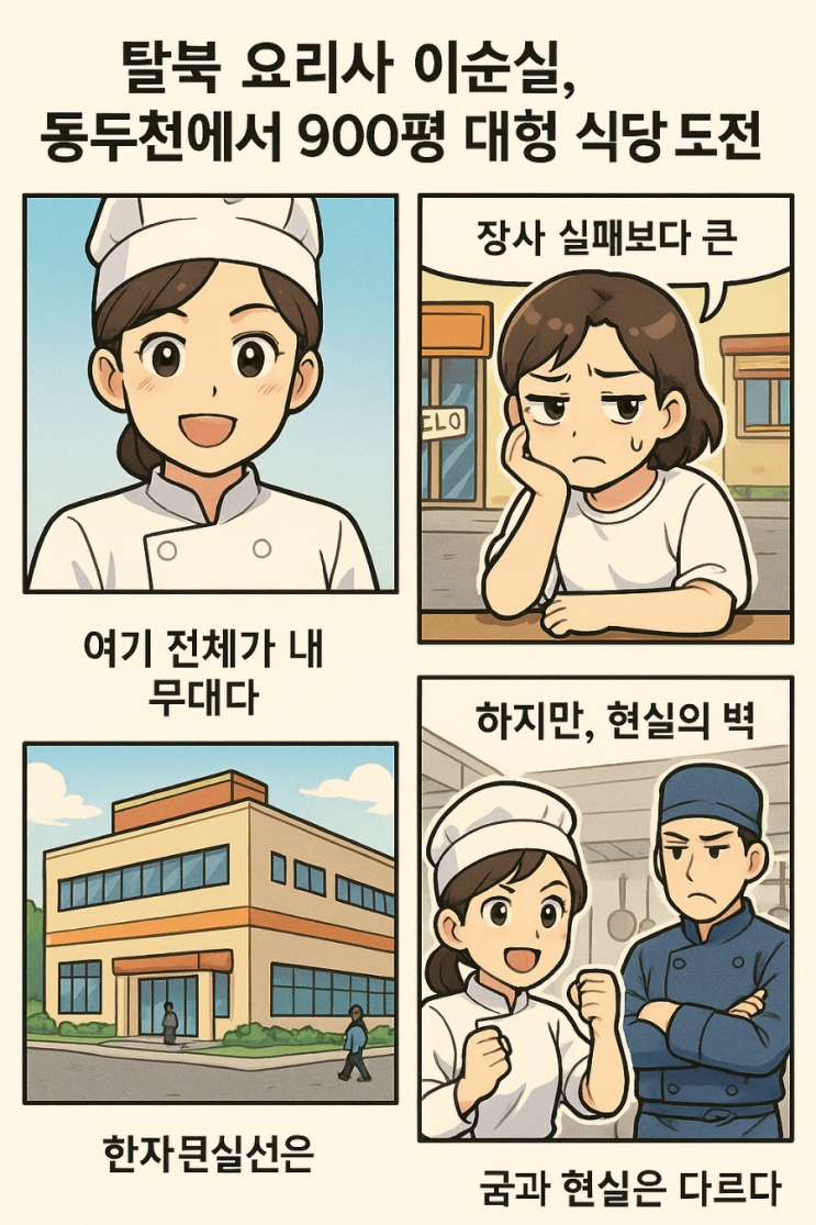 탈북 요리사 <b>이순실</b>, 동두천에서 <b>900평</b> 대형 <b>식당</b> 도전한... 