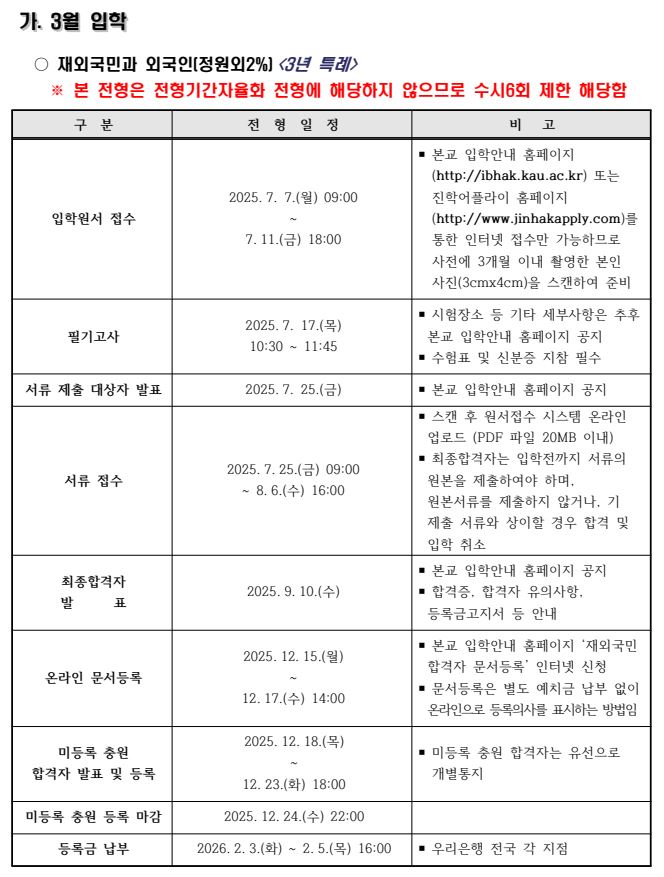  [2026학년도 항공대학교 모집요강]