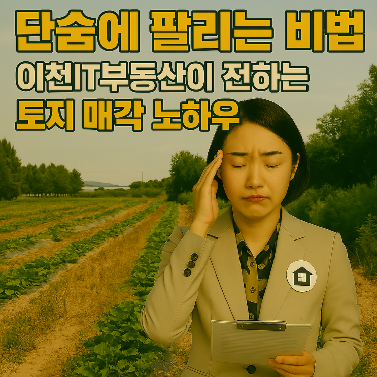   “ 안 팔리는 내 땅, 단숨에 팔리는 비법! 이천IT부동산이 전하는 토지 매각 노하우 ”