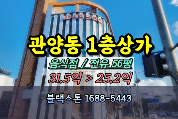  관양동 1층상가 경매 음식점 더블유에이스타워 100평 [2024타경106786]