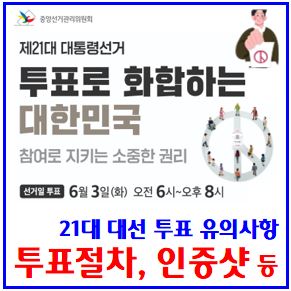  21대 대통령선거 유의사항 (ft. 인증샷, 유·무효표) : 절차, 위치, 사전투표율, 등재번호, 통합선거인명부, 이중, 기표용구, 용지촬영, 황교안부정선거주장, 전북부안군행안면
