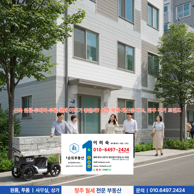  신축 원룸·투베이·투룸 월세 어디가 좋을까? 봉명·복대·개신동 비교, 청주 주거 트렌드