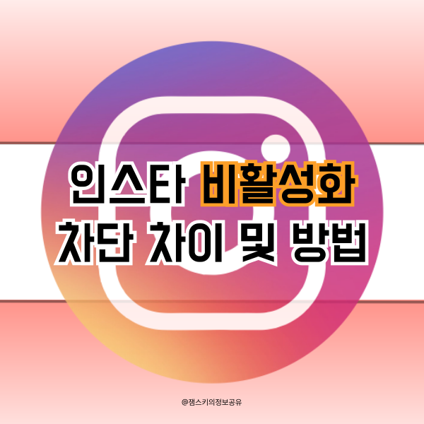 인스타그램 인스타 비활성화 차단 차이 구분 방법