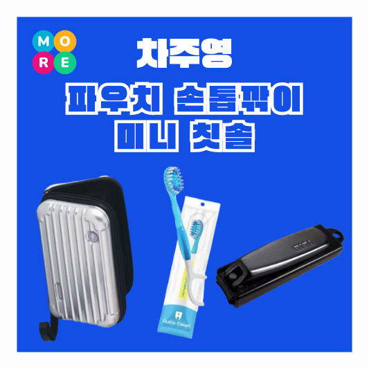  차주영 샤워기필터 파우치 가방 손톱깎이 일회용 미니 칫솔 치실 정보 마이보그 유튜브