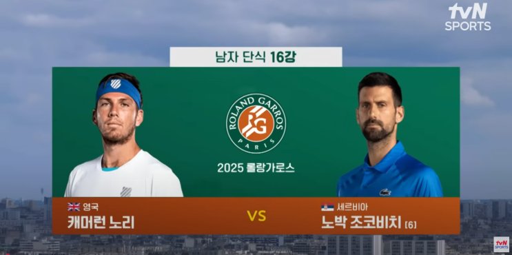 2025년 <b>프랑스오픈</b> <b>조코비치</b> <b>8강</b>에 올라