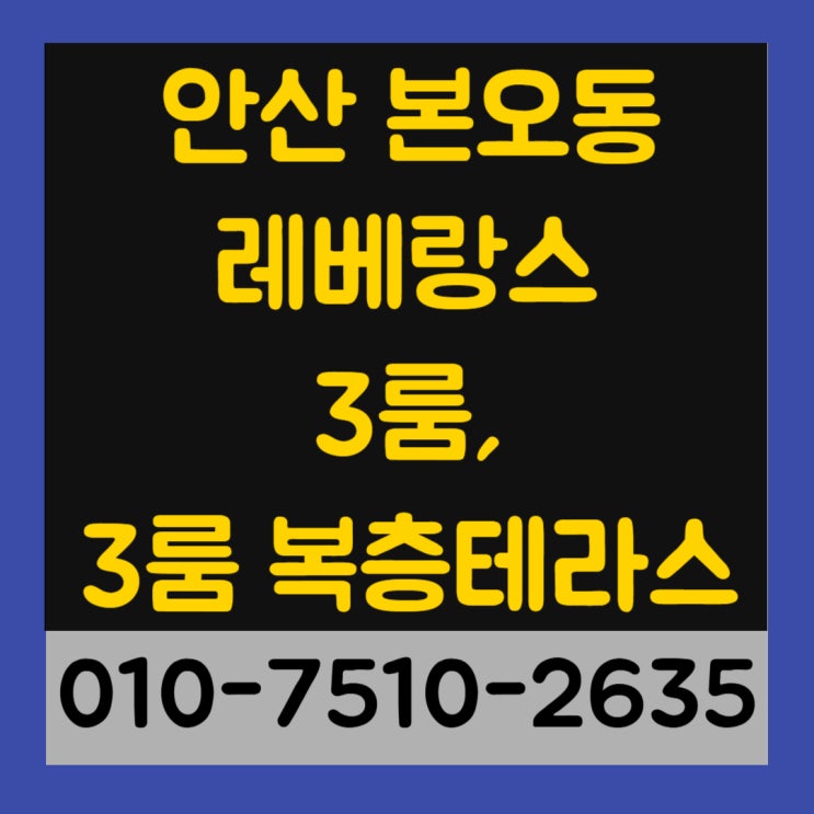  안산 본오동 레베랑스 3룸, 3룸 복층테라스 신축빌라 최저실입주금