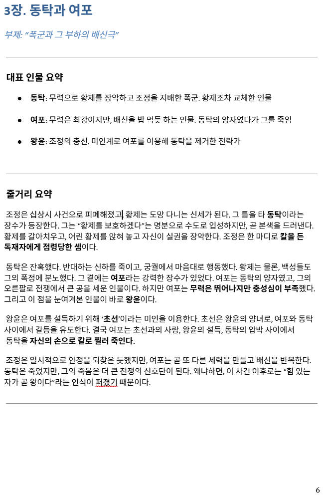  [삼국지 요약-연재] 3장. 동탁과 여포, 부제: “폭군과 그 부하의 배신극”