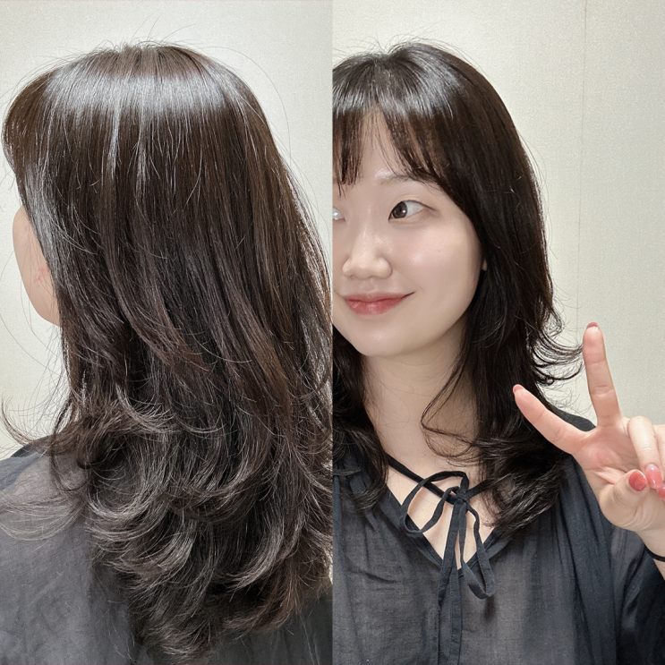  중단발 레이어드컷 C컬펌 가격 거지존 탈출 성공!